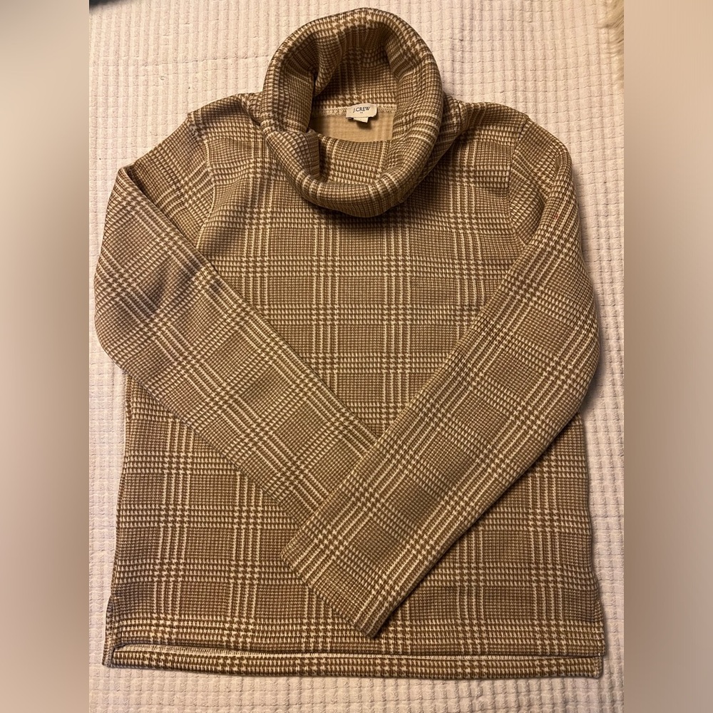 J Crew Factory plaid funnelneck pullover. Size Large